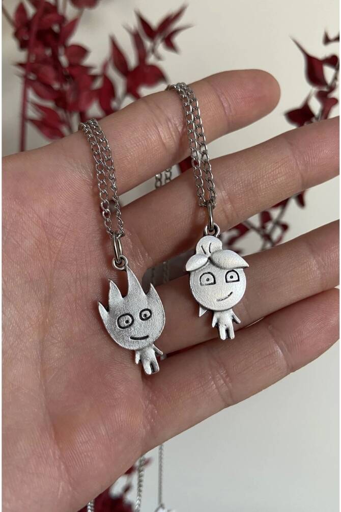 Ateş Ve Su Çift Kolyesi Sevgili Kolyesi - 1