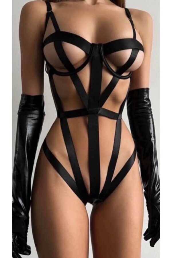 Bodysuit Harness Gecelik Jartiyer Lingerie - 11