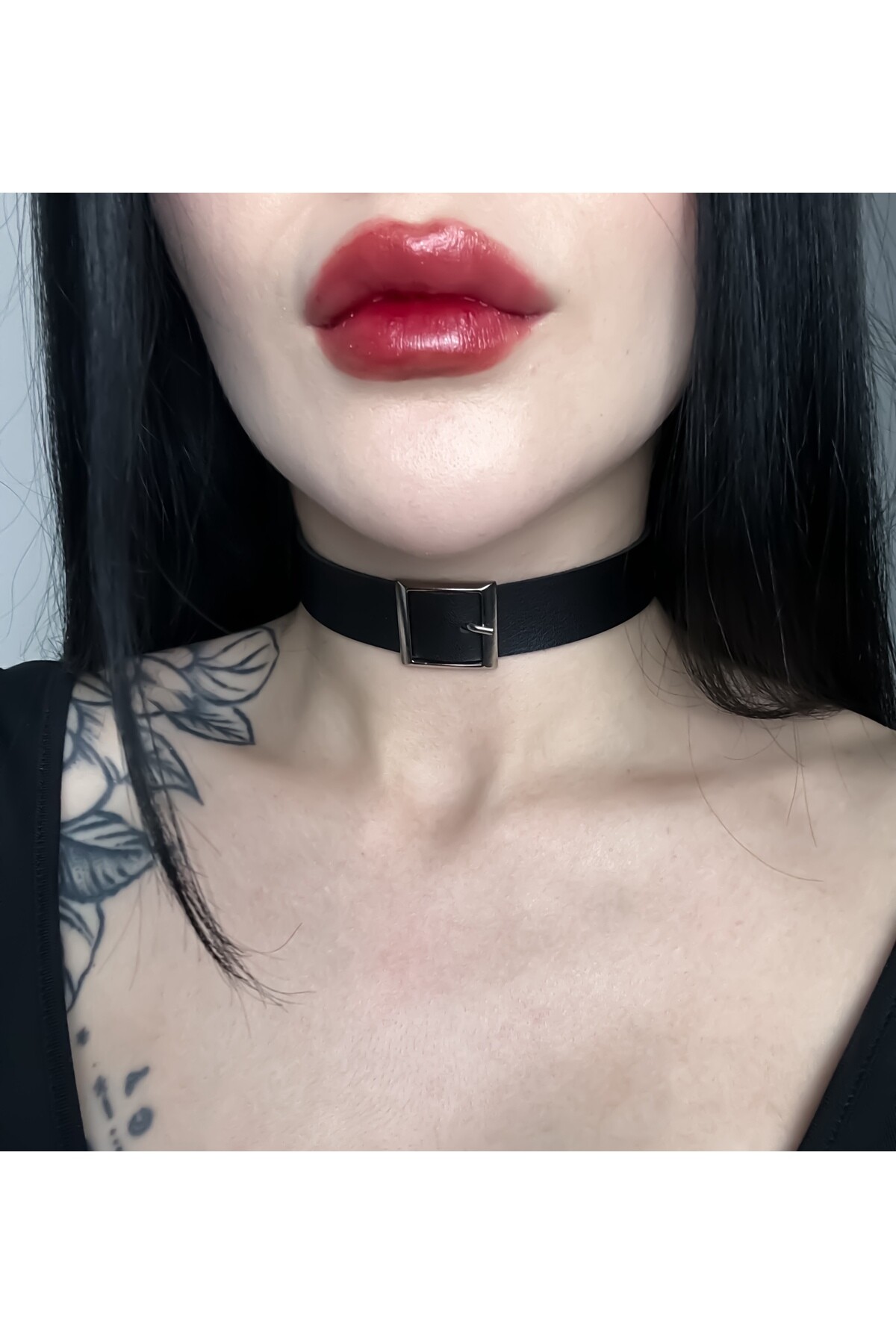Gothic Goth Punk Kemer Tokalı Deri Choker Boyunluk - DarkellaStore