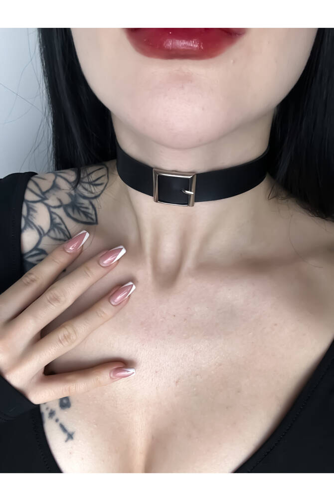 Gothic Goth Punk Kemer Tokalı Deri Choker Boyunluk - 2