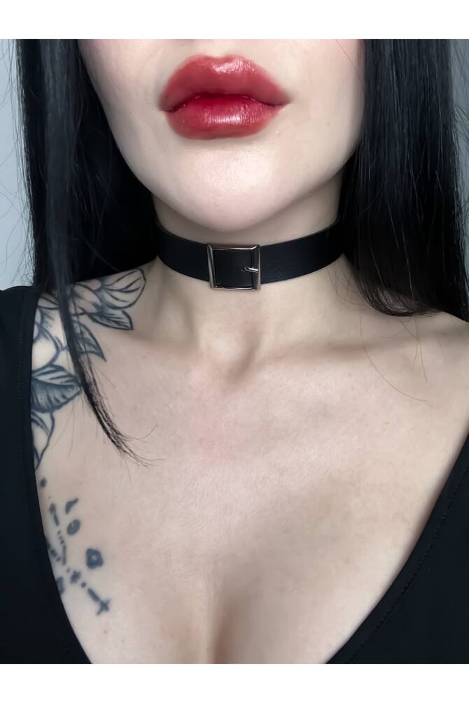 Gothic Goth Punk Kemer Tokalı Deri Choker Boyunluk - 3