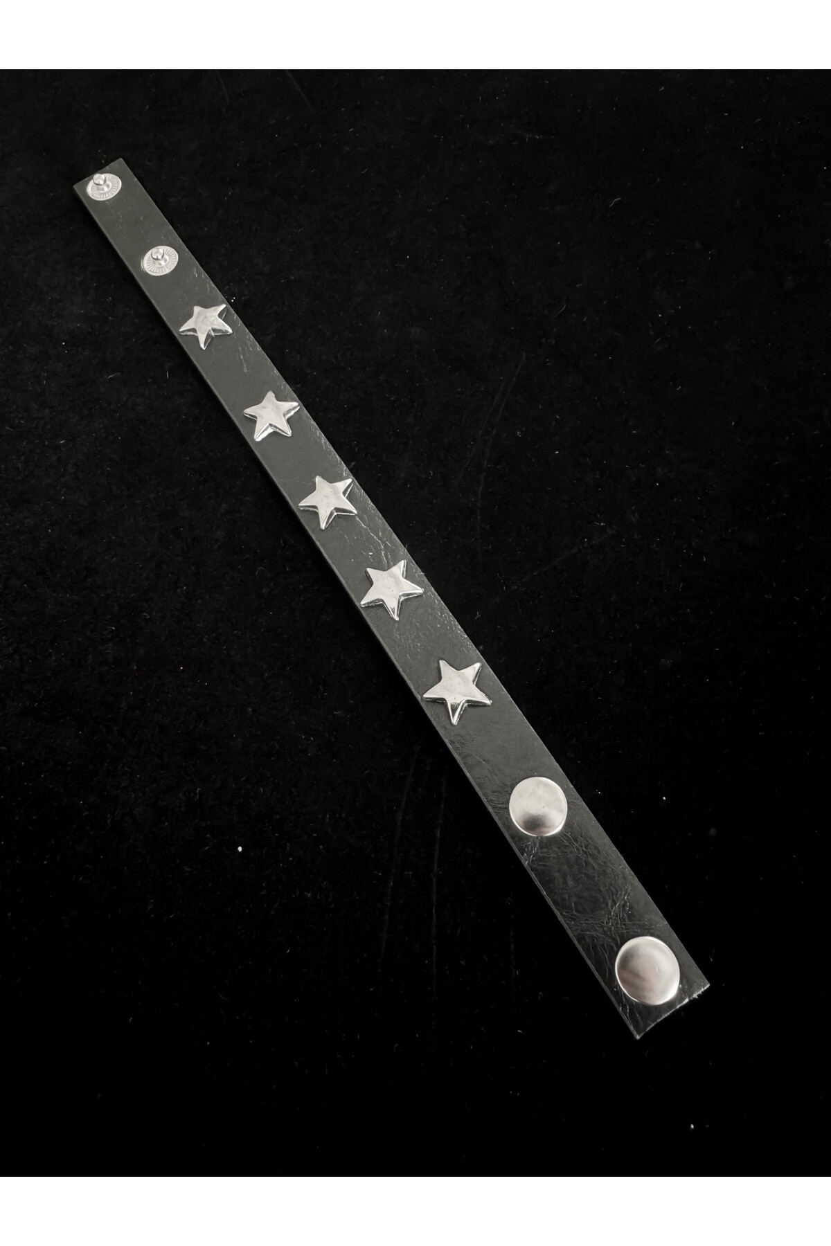 Gothic Gotik Punk Deri Yıldızlı Star Suni Deri Bileklik - 2