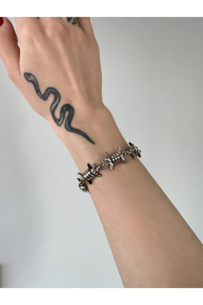 Gothic Gotik Punk Dikenli Metal Bileklik (Unisex) - 3