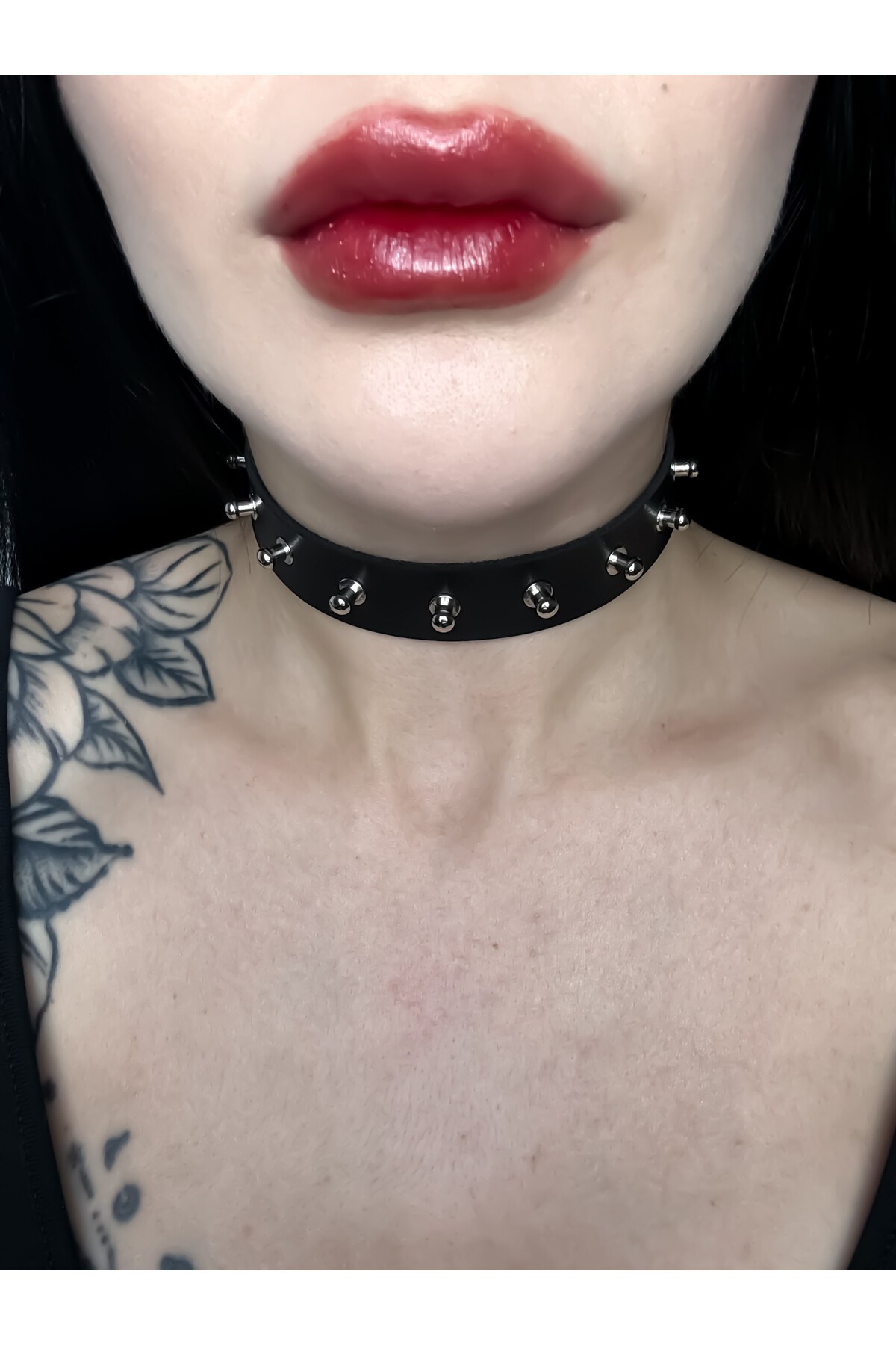 Gothic Gotik Punk Küt Çivili Deri Choker Boyunluk Küt Spikelı Choker Boyunluk - DarkellaStore