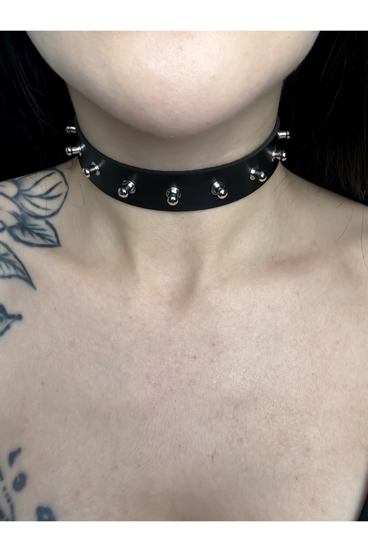 Gothic Gotik Punk Küt Çivili Deri Choker Boyunluk Küt Spikelı Choker Boyunluk - 2