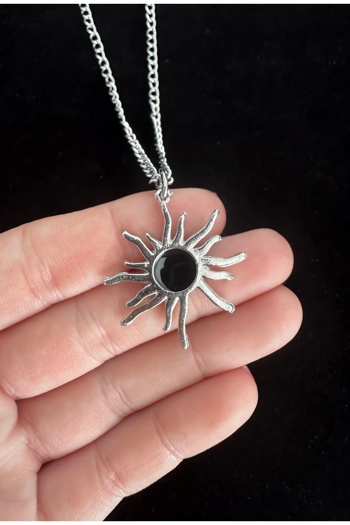 Gothic Gotik Punk Siyah Güneş Kolye - 5