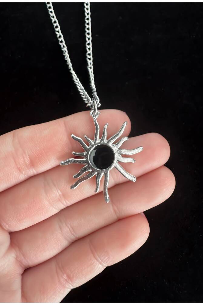 Gothic Gotik Punk Siyah Güneş Kolye - 5