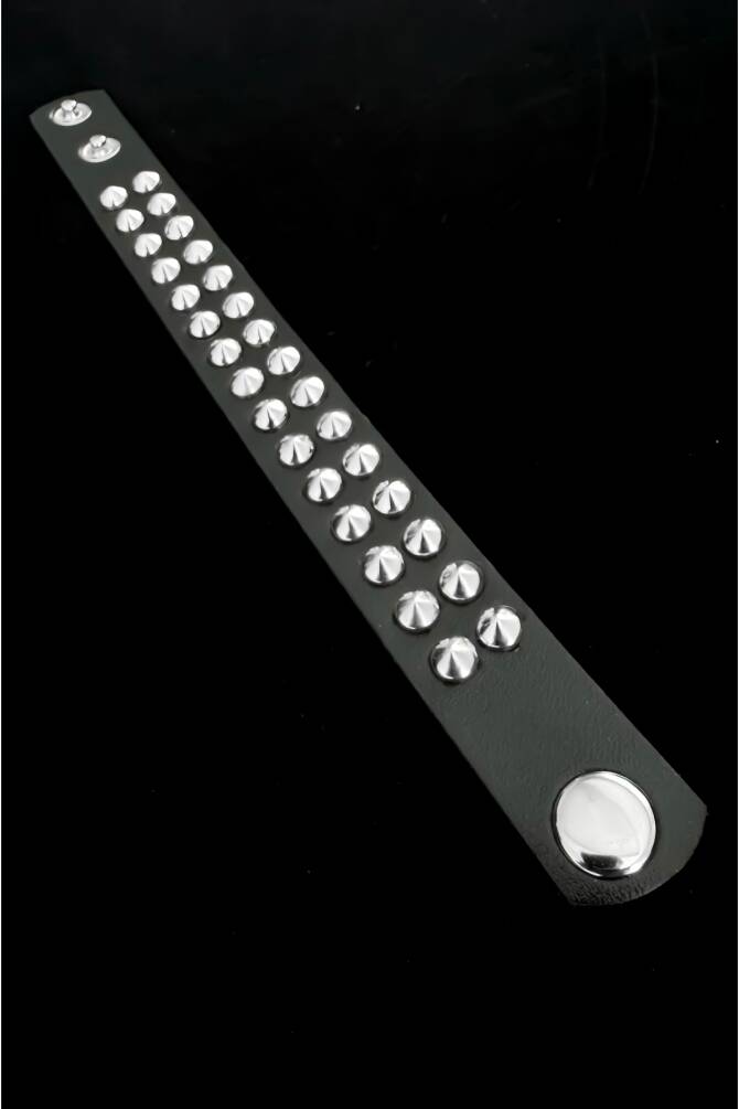 Gothic Gotik Punk Spikelı Zımbalı Suni Deri Bileklik, Dikenli Bileklik, Spike Bileklik - 2