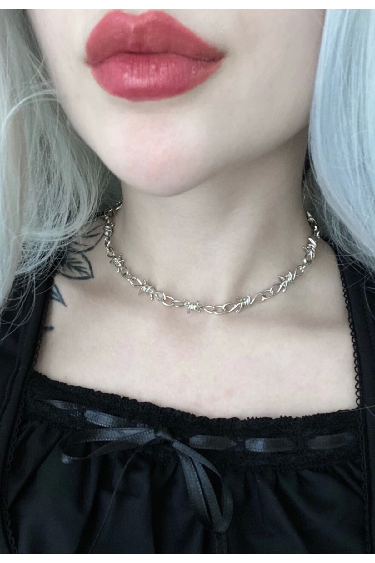 Gothic Punk Dikenli Zincir Choker Kolye (unisex) - 2