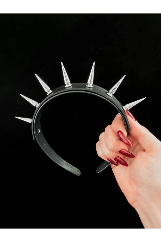 Gothic Punk Gotik Uzun Spikelı Taç, Spikelı Saç Aksesuarı, Dikenli Taç, Gotik Taç - 1