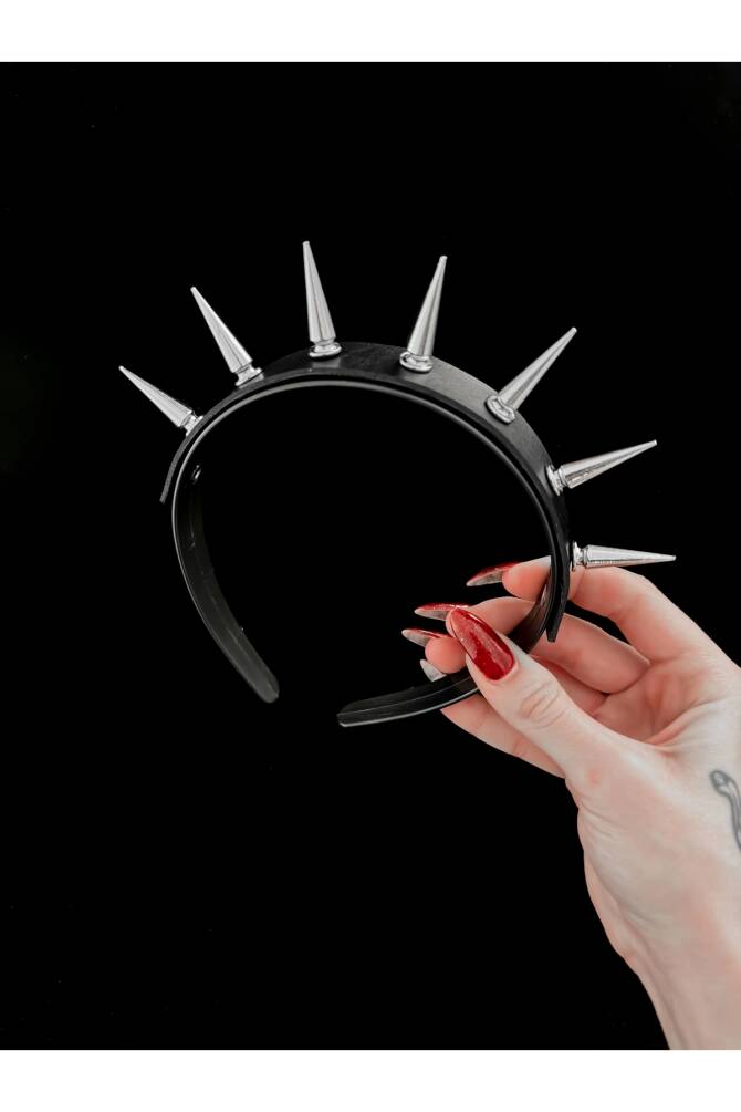 Gothic Punk Gotik Uzun Spikelı Taç, Spikelı Saç Aksesuarı, Dikenli Taç, Gotik Taç - 2