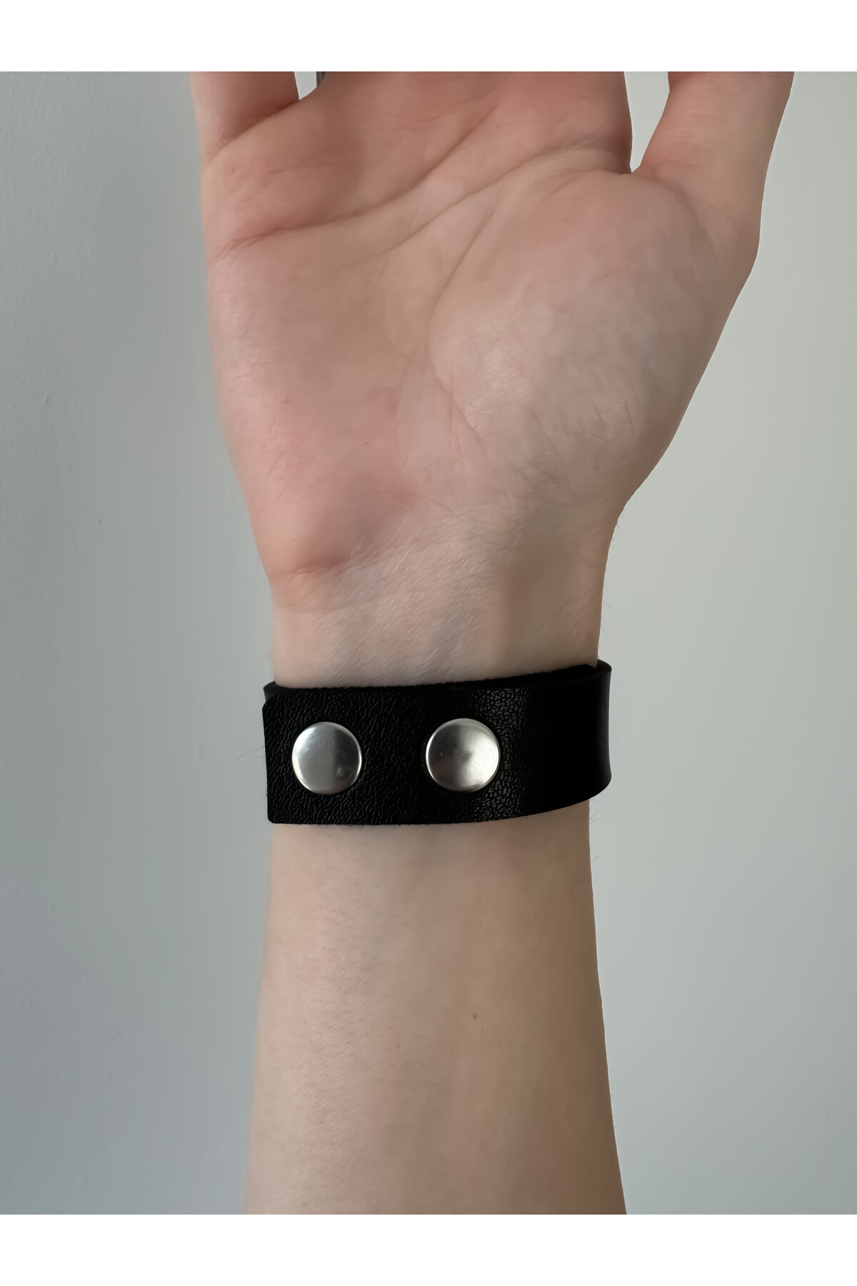 Gothic Punk Kare Halkalı Suni Deri Bileklik (Unisex Bedenli) - 2