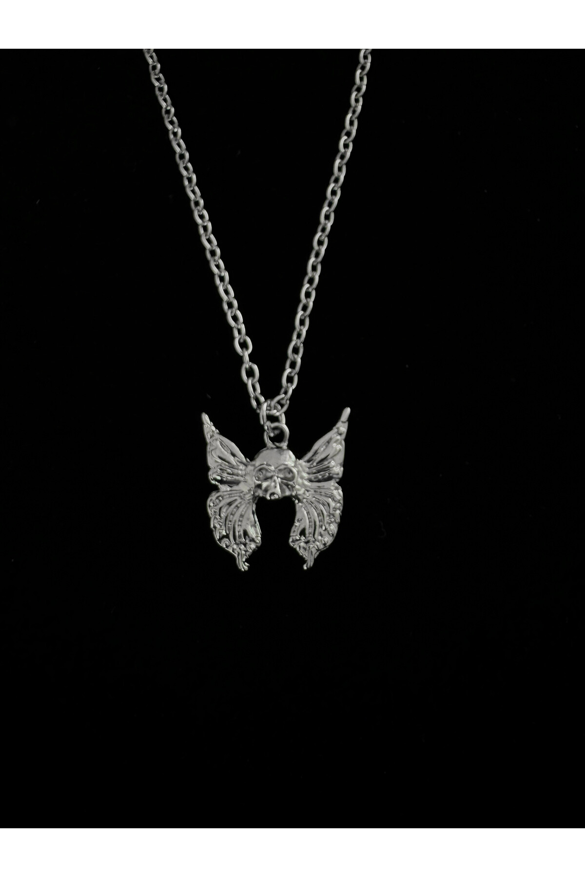 Gotik Gothic Kanatlı Kuru Kafa Kolye - 2