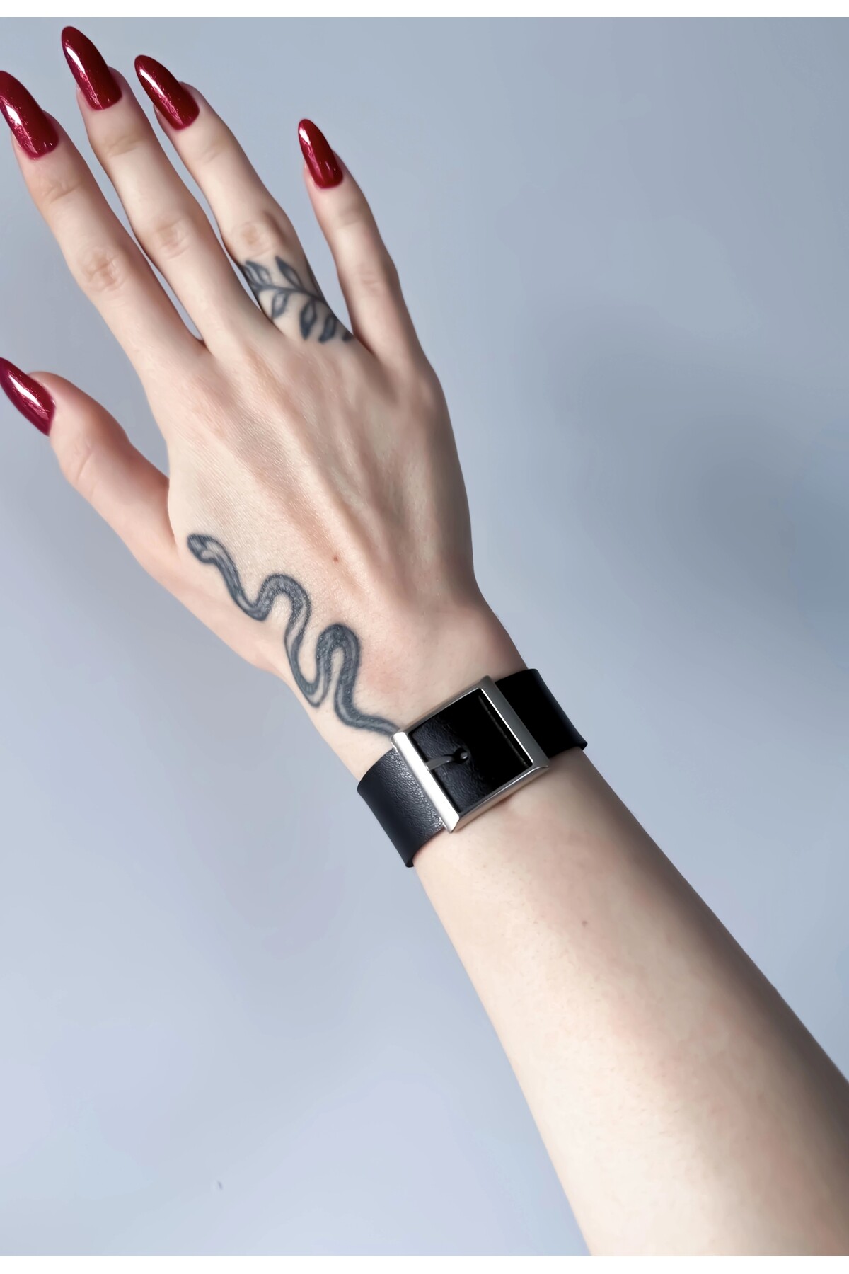 Gotik Gothic Kemer Tokalı Suni Deri Bileklik (UNISEX BEDENLİ) - 10