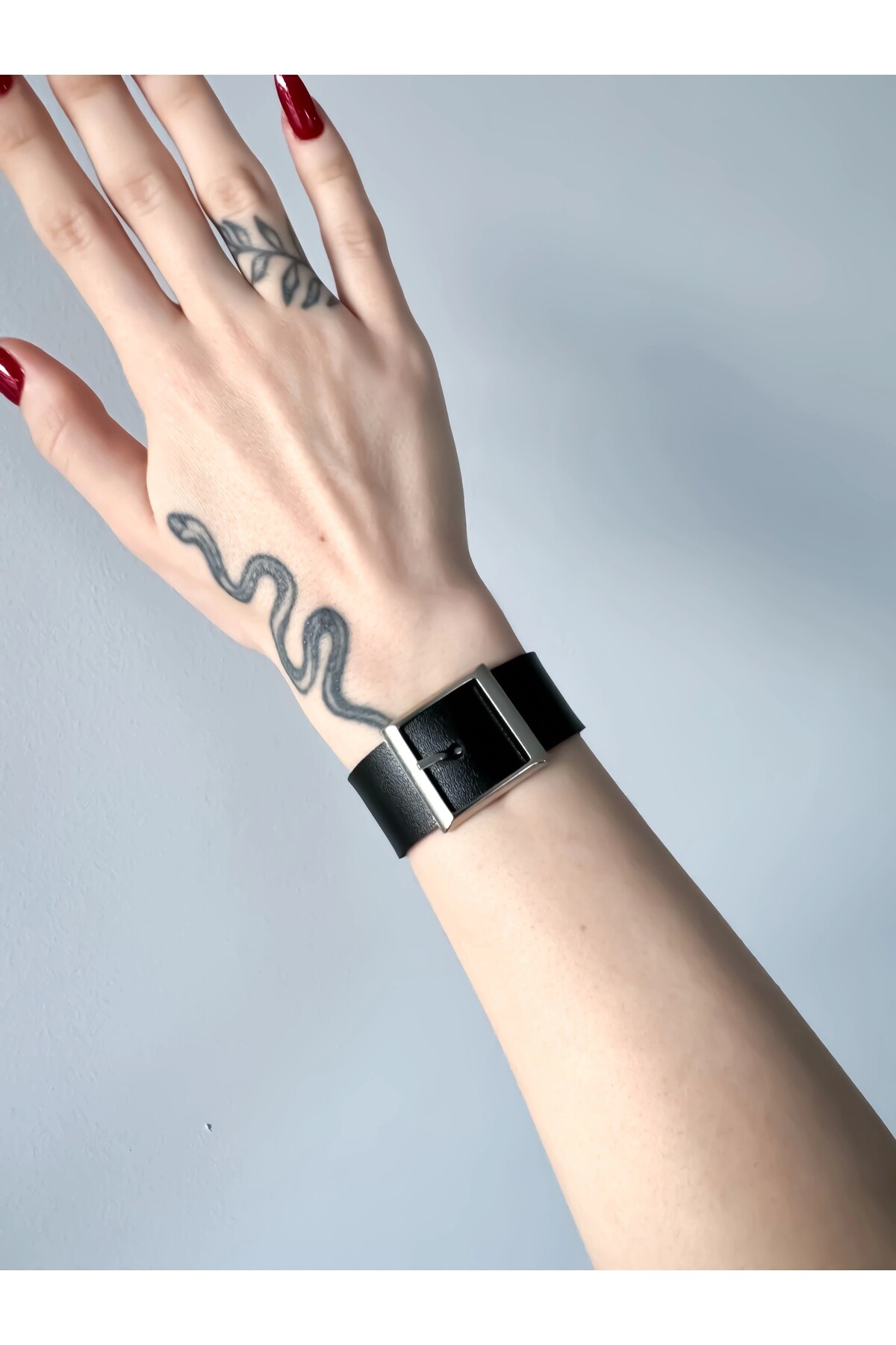 Gotik Gothic Kemer Tokalı Suni Deri Bileklik (UNISEX BEDENLİ) - 11