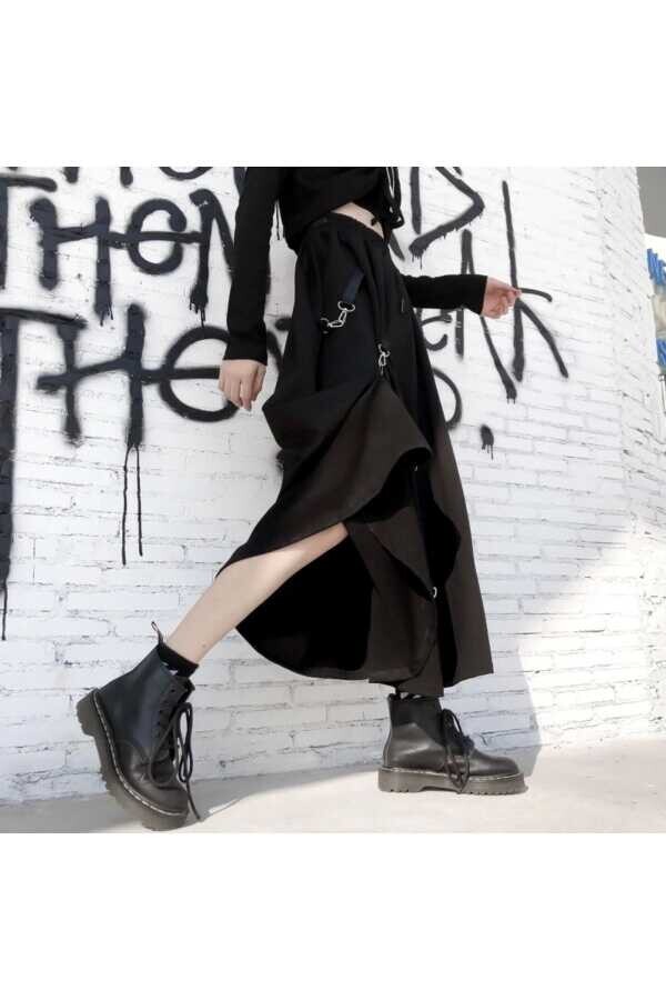 Gotik Gothic Klipsli Salaş Uzun Etek - 5
