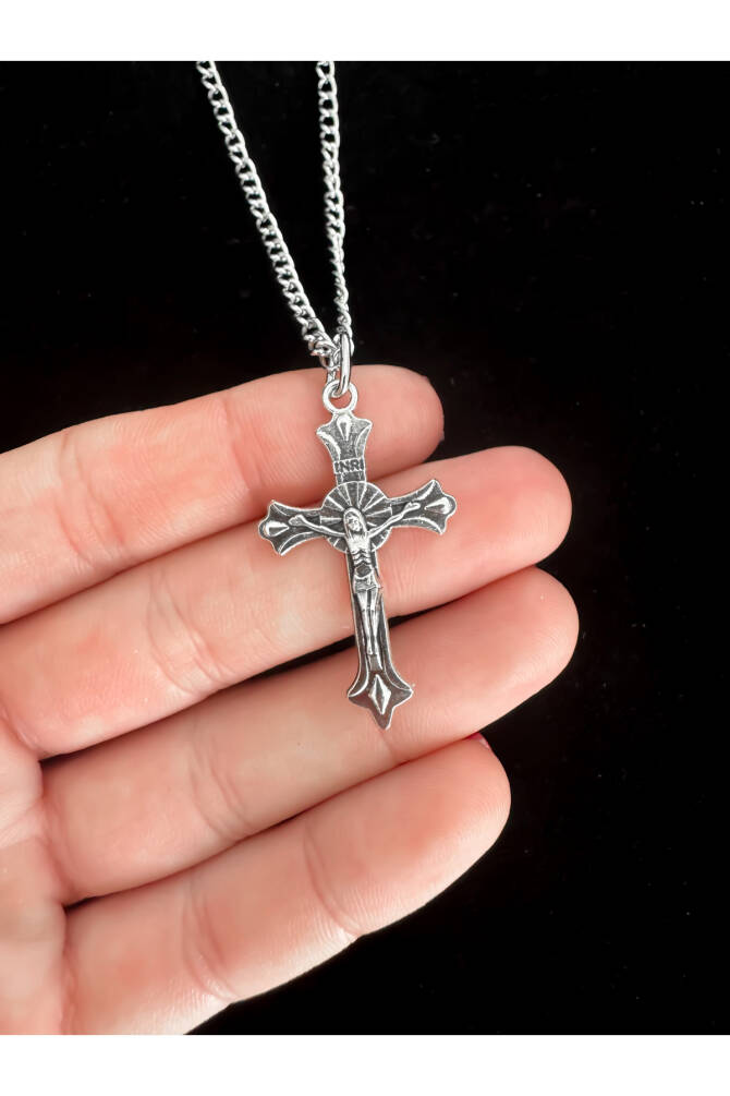Gotik Gothic Punk İsa Haç Kolye - 3