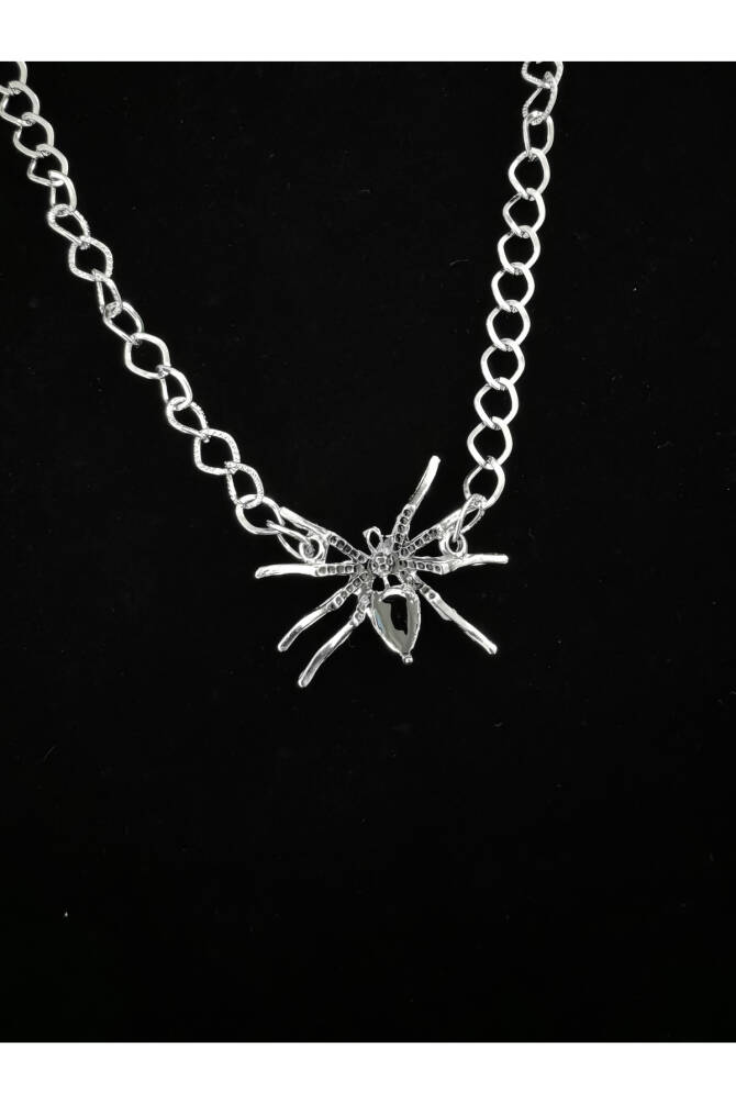 Gotik Gothic Punk Kalın Zincirli Örümcek Kolye, Gotik Kolye, Örümcekli Kolye (UNISEX) - 2