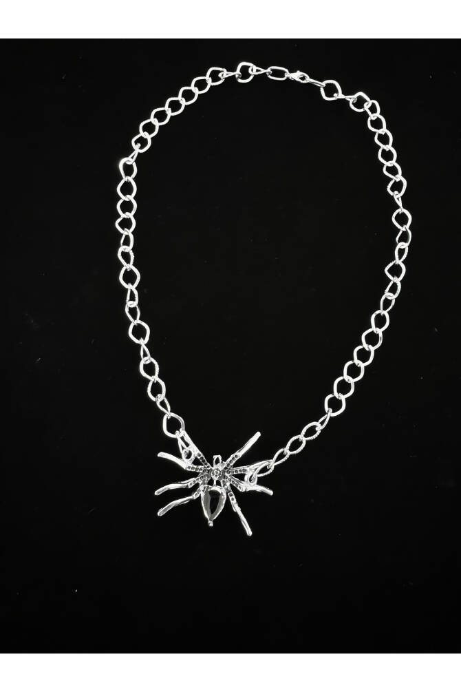 Gotik Gothic Punk Kalın Zincirli Örümcek Kolye, Gotik Kolye, Örümcekli Kolye (UNISEX) - 3