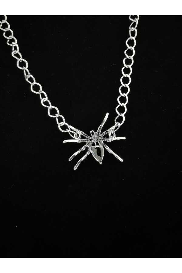 Gotik Gothic Punk Kalın Zincirli Örümcek Kolye, Gotik Kolye, Örümcekli Kolye (UNISEX) - 5