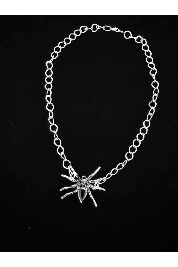 Gotik Gothic Punk Kalın Zincirli Örümcek Kolye, Gotik Kolye, Örümcekli Kolye (UNISEX) - 4