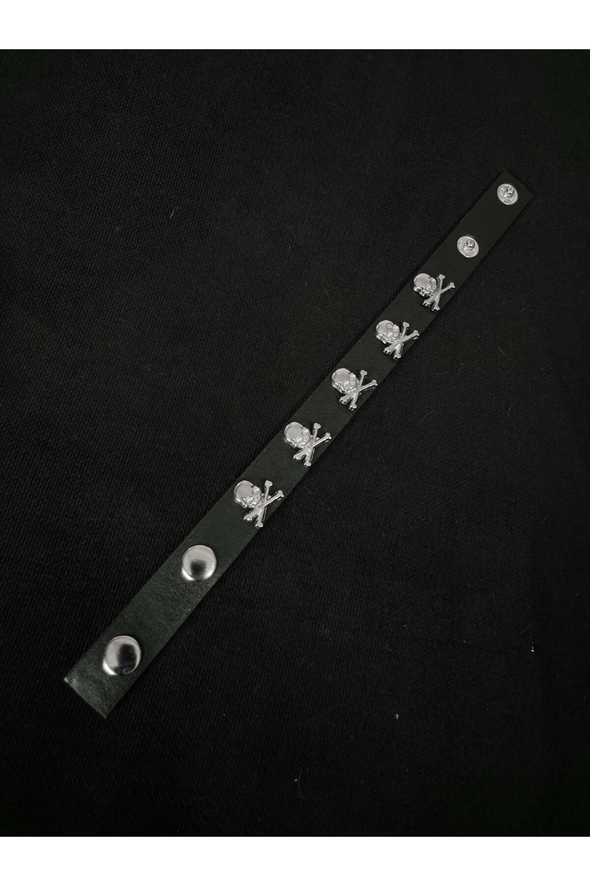 Gotik Gothic Punk Kuru Kafalı Suni Deri Bileklik (Unisex) - 2