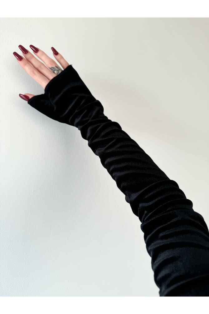 Gotik Gothic Punk Uzun Kadife Kolluk, Parti Kolluğu, Parti Eldiveni - 1