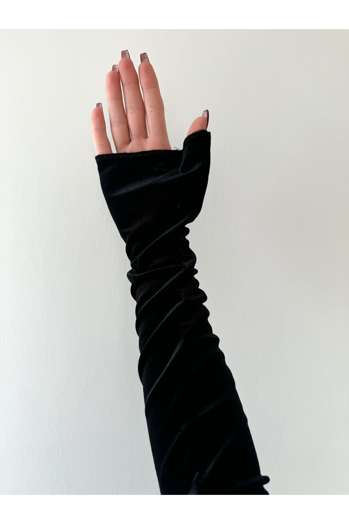 Gotik Gothic Punk Uzun Kadife Kolluk, Parti Kolluğu, Parti Eldiveni - 2