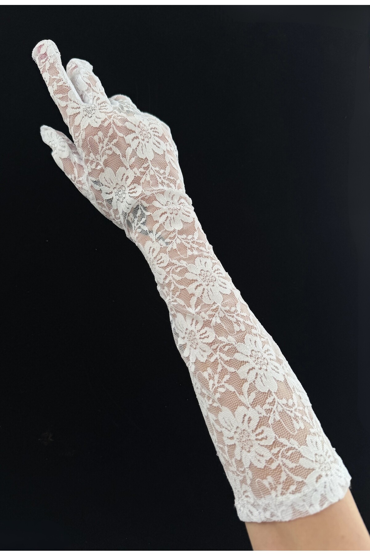 Gotik Gothic Victorian Uzun Dantelli Eldiven Dantelli Parti Eldiveni Beyaz Dantel Eldiven - DarkellaStore