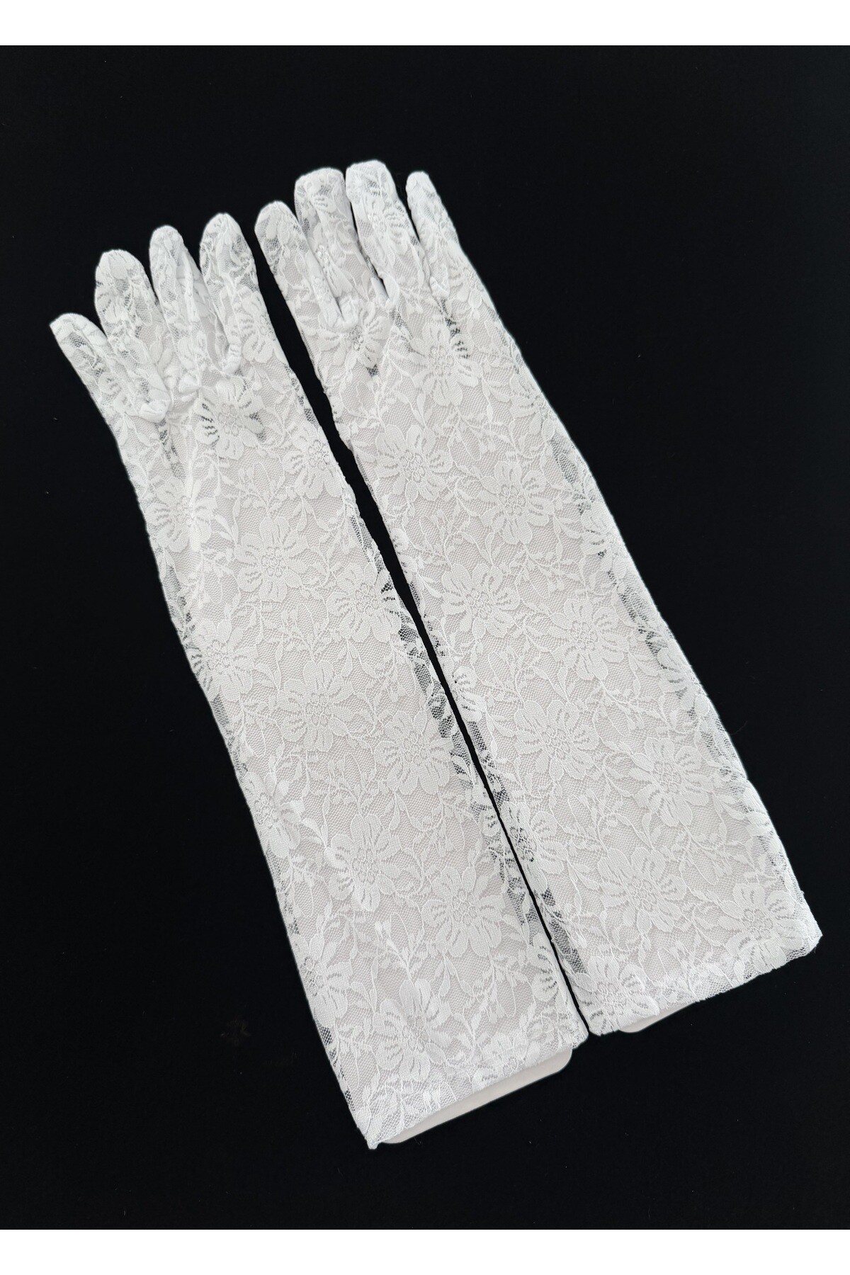 Gotik Gothic Victorian Uzun Dantelli Eldiven Dantelli Parti Eldiveni Beyaz Dantel Eldiven - 2