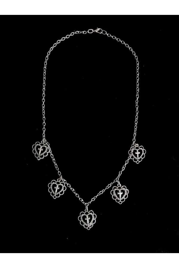 Gotik Lolita Çoklu Haçlı Kalp Kolye - 2