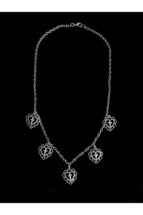 Gotik Lolita Çoklu Haçlı Kalp Kolye - 2