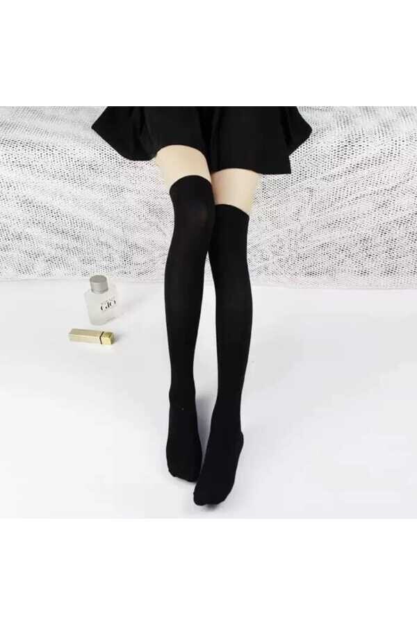 Gotik Lolita Harajuku Diz Üstü Beyaz Çorap - 2