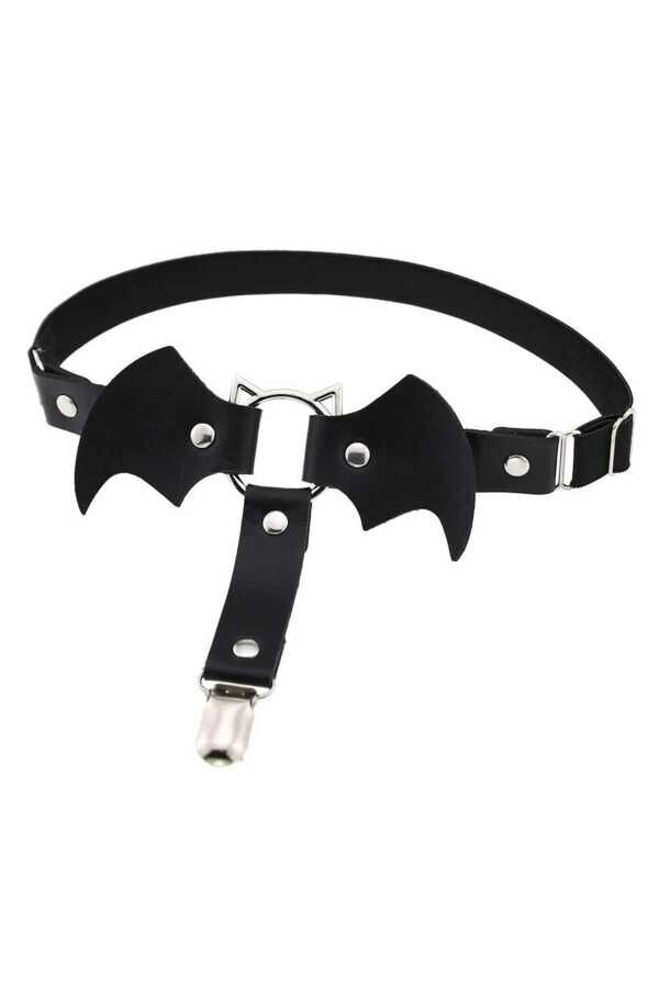 Gotik Lolita Harajuku Kanatlı Kedili Bacak Harness , Deri Bacak Aksesuarı - 3
