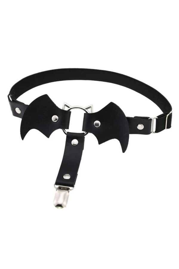 Gotik Lolita Harajuku Kanatlı Kedili Bacak Harness , Deri Bacak Aksesuarı - 6