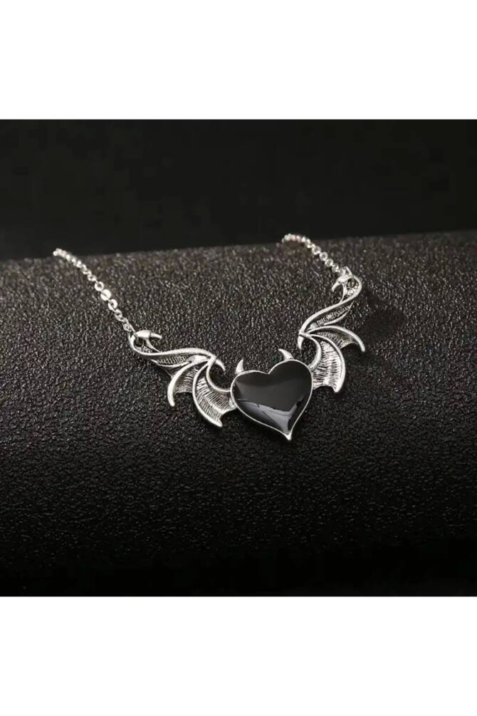 Gotik Lolita Kalpli Şeytan Kulaklı Kanatlı Kolye - 1