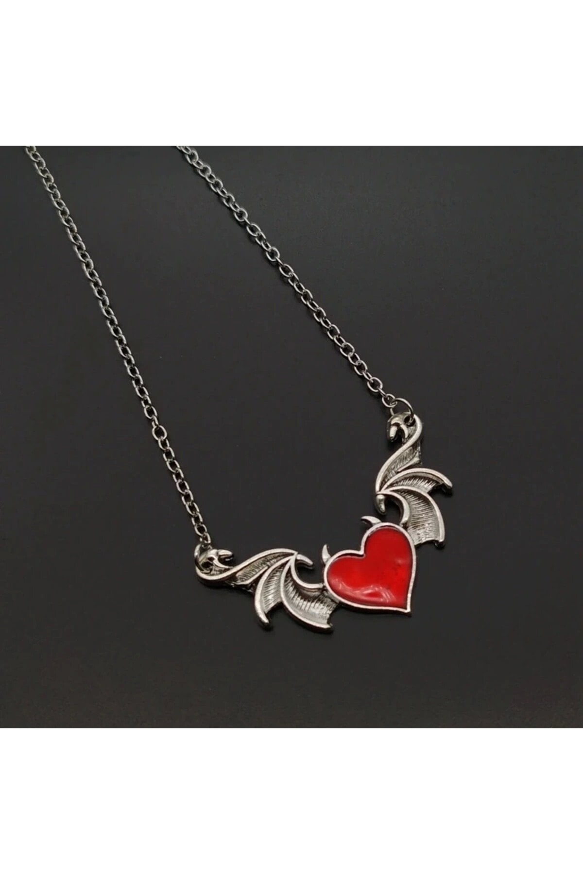 Gotik Lolita Kalpli Şeytan Kulaklı Kanatlı Kolye - 2