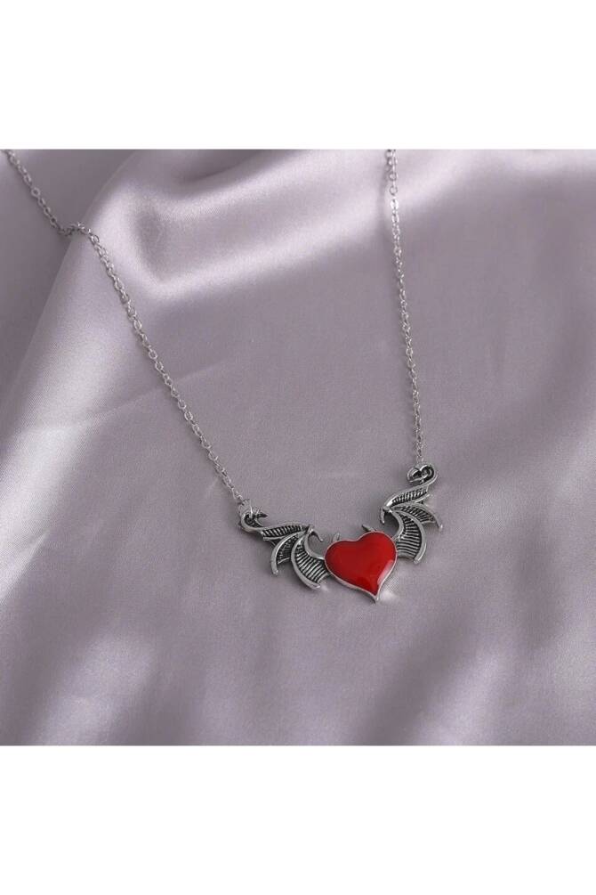 Gotik Lolita Kalpli Şeytan Kulaklı Kanatlı Kolye - 3