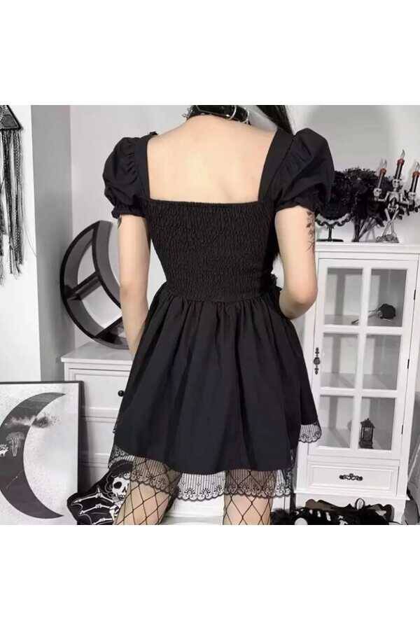 Gotik, Lolita, Punk, Korse Detay Mini Elbise - 10