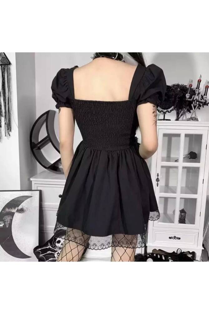Gotik, Lolita, Punk, Korse Detay Mini Elbise - 9