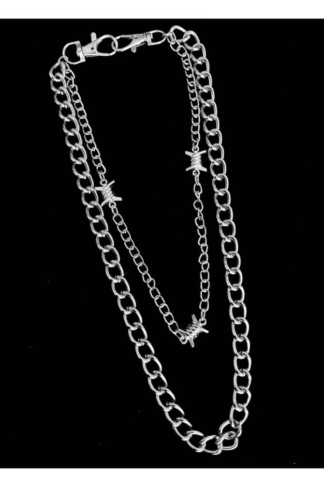 Gotik Punk Dikenli Çift Zincirli Pantolon Zinciri - 1