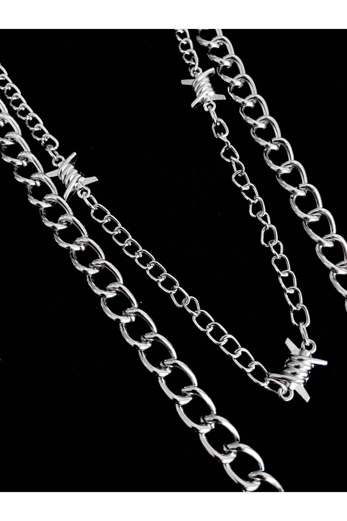 Gotik Punk Dikenli Çift Zincirli Pantolon Zinciri - 2