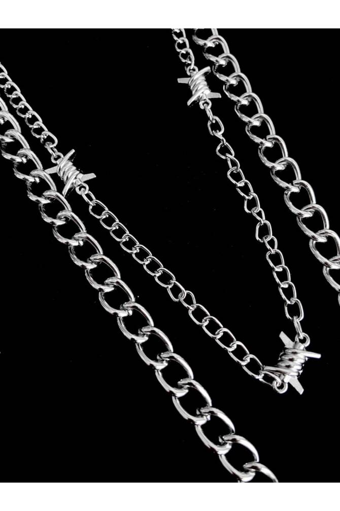 Gotik Punk Dikenli Çift Zincirli Pantolon Zinciri - 2