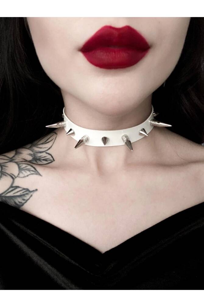 Gotik Punk Dikenli Spikelı Rugan Choker Boyunluk - 1