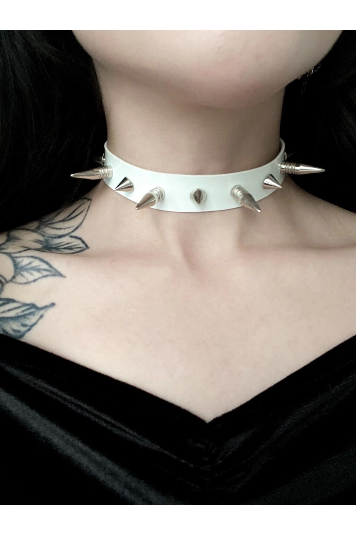 Gotik Punk Dikenli Spikelı Rugan Choker Boyunluk - 2