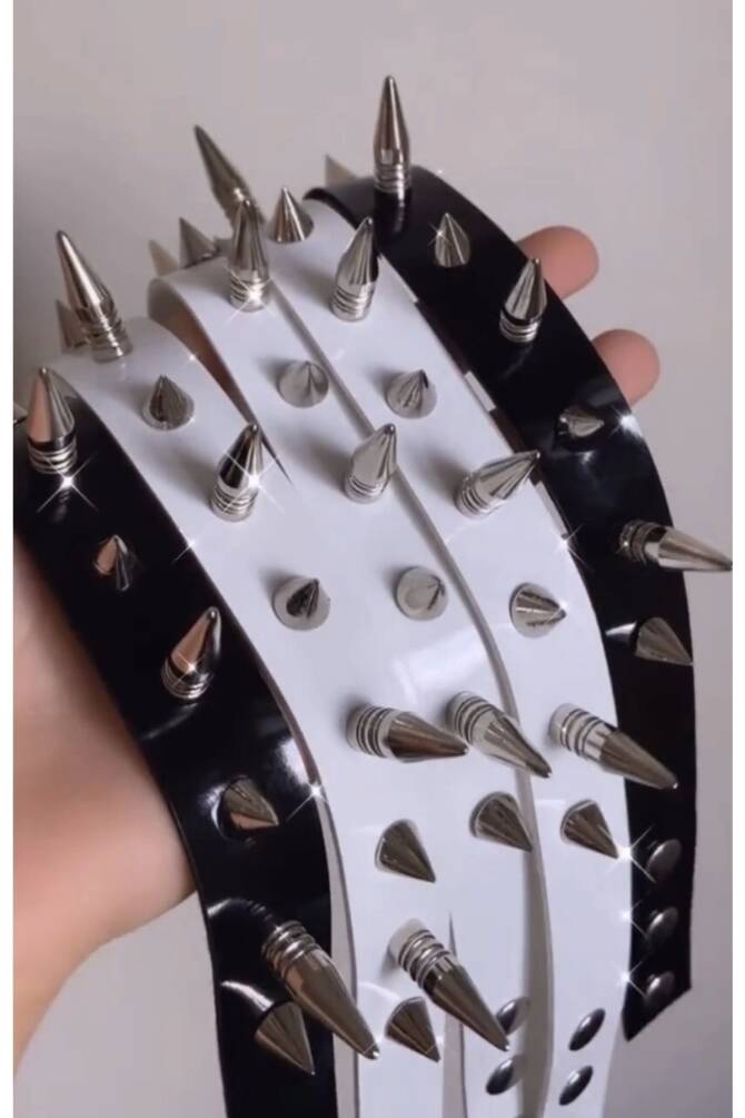 Gotik Punk Dikenli Spikelı Rugan Choker Boyunluk - 3
