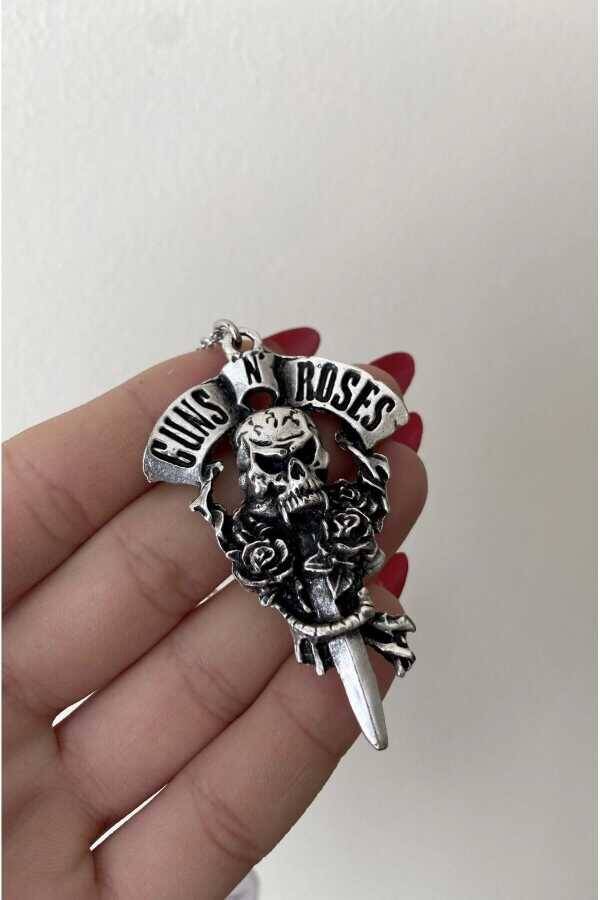 Gotik Punk Gunsn Roses Kuru Kafalı Kolye - 3