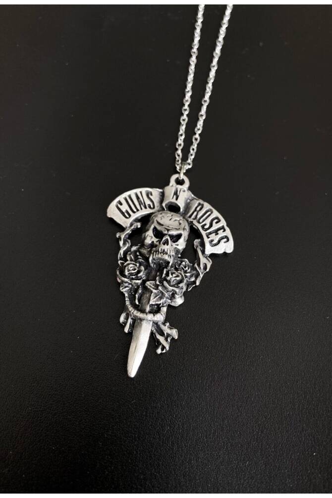 Gotik Punk Gunsn Roses Kuru Kafalı Kolye - 1