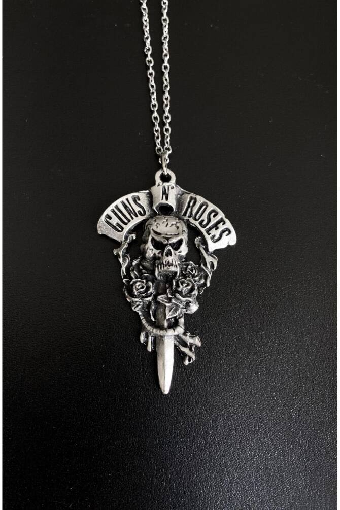Gotik Punk Gunsn Roses Kuru Kafalı Kolye - 2