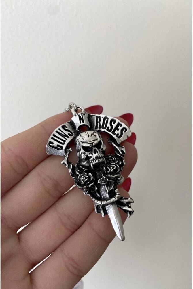Gotik Punk Gunsn Roses Kuru Kafalı Kolye - 3